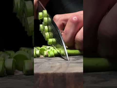 Rui “Azure Dragon” Damascus Gyuto cutting asparagus  #fyp #satisfying #kitchenknife #japaneseknife thumbnail
