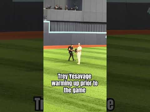 Trey Yasavage warming up prior to the game thumbnail