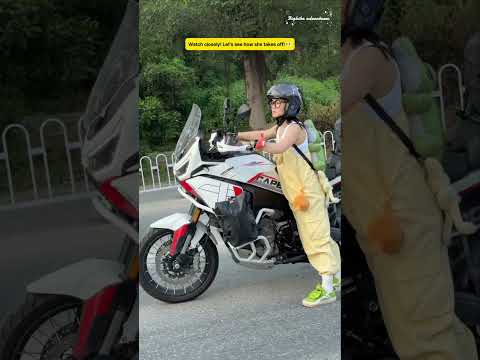 An ant riding an elephant! Tiny girl vs massive X-Cape 1200 ? #girlrider #advrider #xcape1200 thumbnail