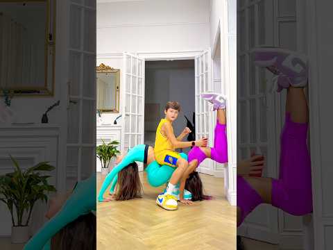 🤸‍♀️vs🤷‍♂️=⚡️😂@markchirkin @_miss_tais_ #familyfirst #flexibility thumbnail