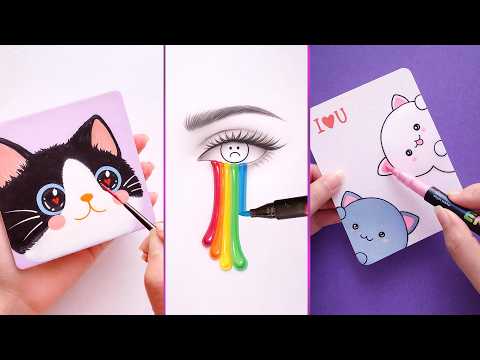 12  Easy Creative Art Hacks When You’re Bored || Art Ideas || painting for Beginners thumbnail