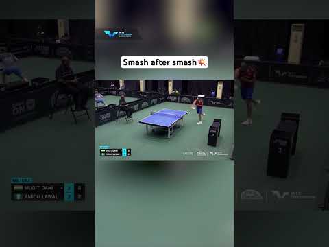 Mudit Dani powerful smashes pushes Amidu Lawal out of frame!?#WTTLagos #TableTennis thumbnail