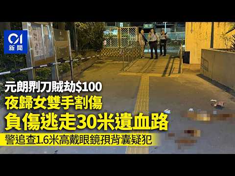 【01秒看新聞】元朗男賊亮𠝹刀劫走$100現金　女途人負傷逃走30米　送院治理｜01新聞｜元朗｜𠝹刀｜襲擊｜行劫 thumbnail