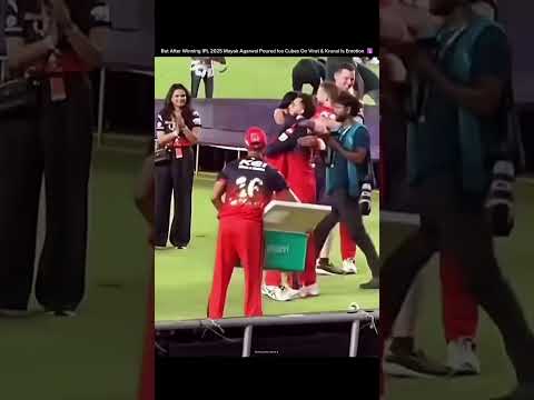 Pouring Ice Cubes On Virat & Krunal After Winning IPL 2025 Is Emotion 🛐❤️ #viratkohli #krunal #rcb thumbnail