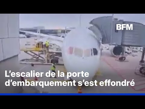 Le train d'atterrissage d’un avion cède brutalement à l’aéroport de Francfort thumbnail