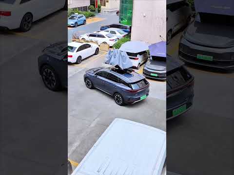Automatic Folding Car Roof Cover Umbrella Tent 📌 Basically a giant umbrella for your entire car. thumbnail