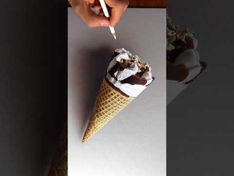 Ice cream cone on paper #drawing thumbnail