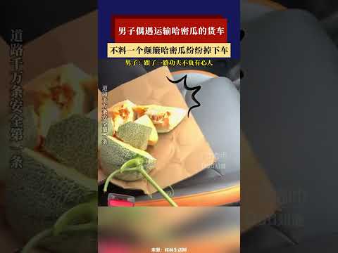 男子偶遇运输哈密瓜的货车，不料一个颠簸哈密瓜纷纷掉下车 #新闻 #共鸣 #大热门 thumbnail