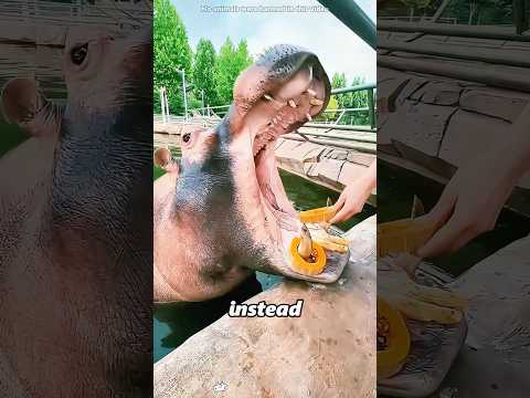 This hippo just wants a watermelon.#shorts thumbnail