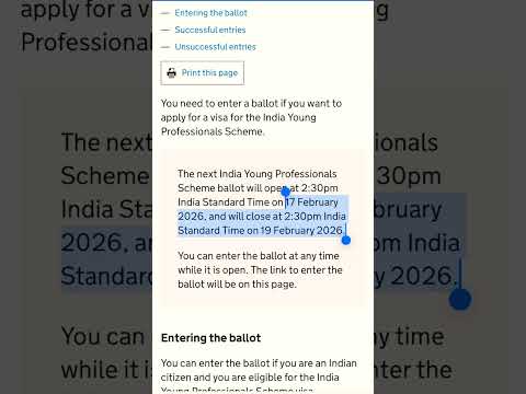 UK Visa Ballot Live : Start Date Announced for Youth Mobility Visa Feb 2026 #uk #yms thumbnail