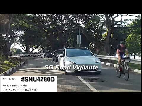 12may2026  east coast park service road #SNU4780D tesla model 3overtaking at double white lane thumbnail