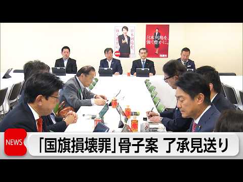 自民党 「国旗損壊罪」法案の骨子案示す  了承は見送り thumbnail