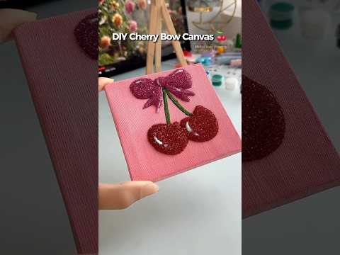 3D Cherry Bow canvas ?✨#shorts #art #drawing #painting #youtubeshorts thumbnail