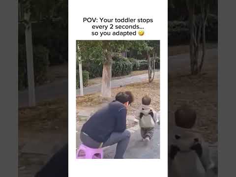 Toddler stops every 2 seconds? Dad adapted. 😂 Subscribe! #shorts thumbnail