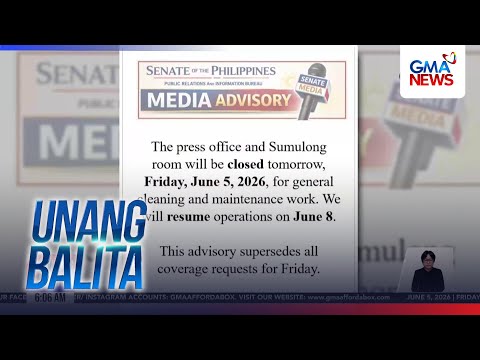 Senate Press Office at Sumulong Room, sarado ngayong araw | Unang Balita thumbnail