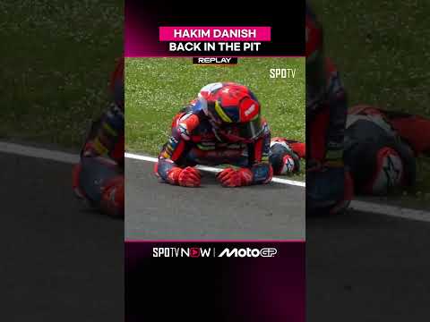 #Moto3 🏍️ – After that scary crash, Hakim Danish is back in the pit and on his feet 😮‍💨🏁 thumbnail