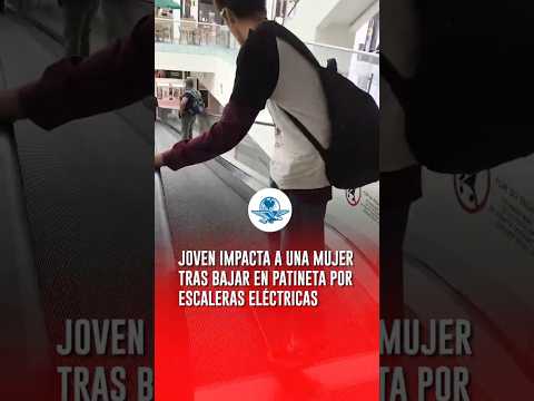 Fuerte choque tras bajar en patineta por escaleras eléctricas #shorts thumbnail