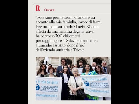 L’ultimo viaggio di Lucia, a 80 anni in Svizzera per il SUICIDIO ASSISTITO thumbnail