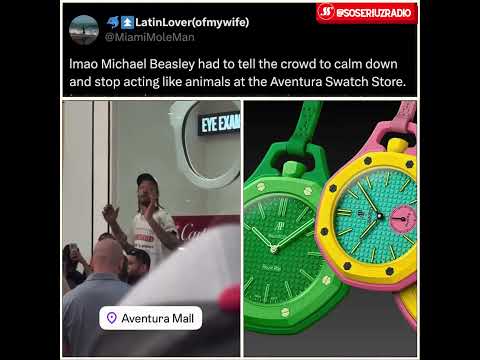 MICHAEL BEASLEY BREAKS BAD NEWS TO ANGRY SWATCH X AP MOB AT AVENTURA MALL! thumbnail