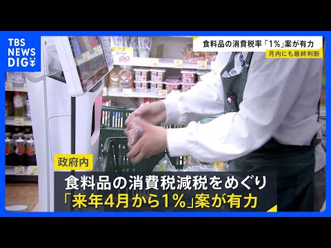 来年4月から1％案が政府内で有力に　食料品の消費税減税めぐり　月内にも最終判断の見通し｜TBS NEWS DIG thumbnail