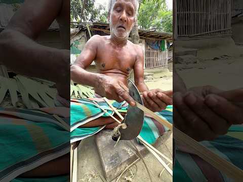 Eco-Friendly Weaving: Making a Farmers Hat from Palm Leaves#shortsfeed #ytshorts thumbnail