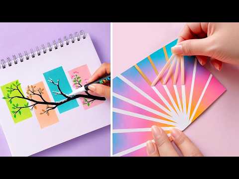 12 Easy Art Tips & Hacks || Cool Art ideas || Painting tutorials thumbnail