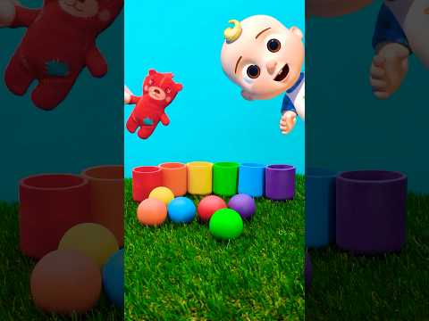Learn Colors🔴🟠🟡🟢🔵🟣 with Balls and Boba🧸! Catch that ball! #shorts thumbnail