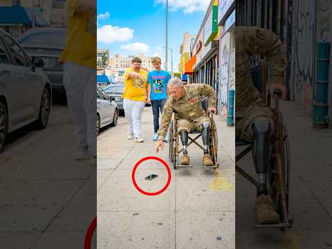Girl Gives Her Pink Phone To Wheelchair Veteran #shorts #humanity thumbnail