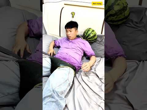 Gọi anh trai ngủ nướng dậy bằng vỏ dưa hấu #shorts #funny #haihuoc thumbnail