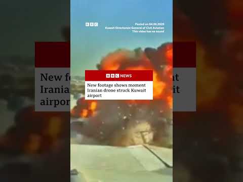 New footage shows moment Iranian drone struck Kuwait airport. #Kuwait #MiddleEast #BBCNews thumbnail