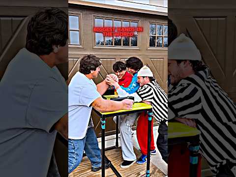 Largest Hand on the Planet vs 3 Guys #armwrestling thumbnail
