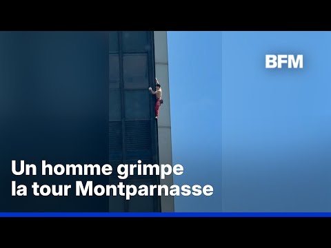 Paris: un homme grimpe la tour Montparnasse thumbnail