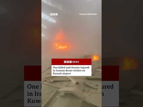 One killed and dozens injured in Iranian drone strikes on Kuwait airport. #BBCNews thumbnail