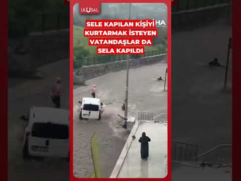 Ankara'da sele kapılan kişiyi kurtarmak isteyenler de sele kapıldı #shorts #ankara #sel thumbnail