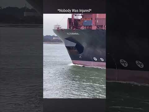 Swimmer Almost Gets Hit By A 400m Long Cargo Ship… #trending thumbnail
