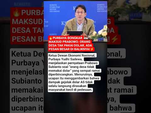 ?Purbaya Bongkar Maksud Prabowo: Orang Desa Tak Pakai Dolar, Ada Pesan Besar di Baliknya!⚡ thumbnail