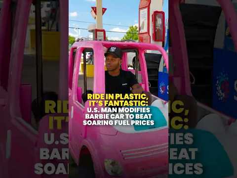 US handyman transforms Barbie toy car for the road amid soaring petrol prices thumbnail