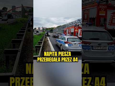 Piesza z 2 promilami przebiegała przez autostradę i doprowadziła do wypadku ⚠️ #policja #autostrada thumbnail