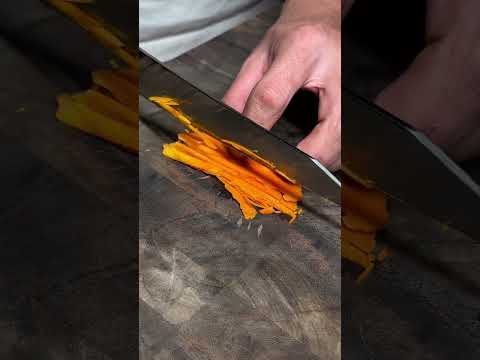 Rui “Amur Tiger” Kiritsuke cutting orange ginger #fyp #satisfying #kitchenknife #japaneseknife thumbnail
