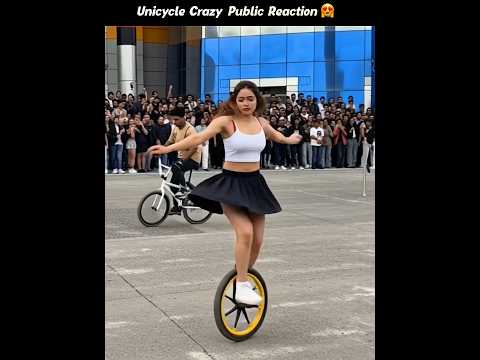 Unicycle Girl Ride 😍 Public Crazy Reaction 🔥 Police Without Helmet Chalan Kato thumbnail