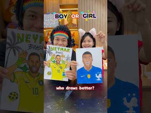 Who draws better? 🎨✍️🔥🤔 #shorts #drawing #worldcup #neymar thumbnail