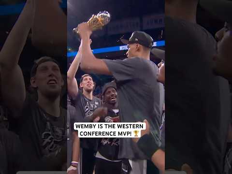Victor Wembanyama gets the Earvin “Magic “Johnson Western Conference MVP Trophy 🏆 thumbnail