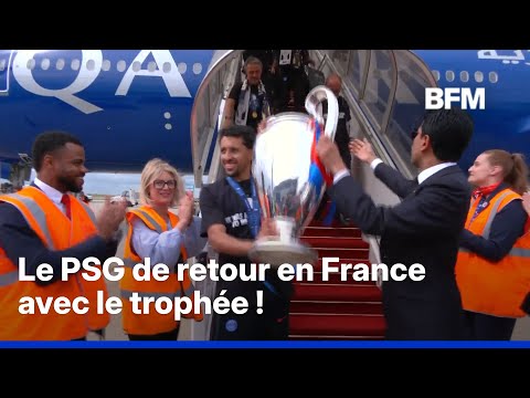 PSG: les doubles champions d'Europe sont arrivés en France avec la coupe ! thumbnail