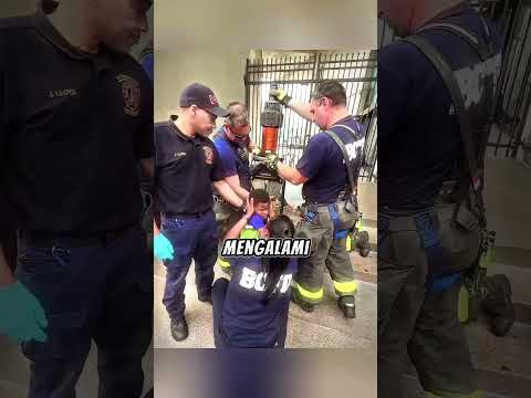 Bocah Ini Tersangkut di Jeruji, Aksi Heroik Damkar Bikin Haru! 😢🚒❤️ #shorts thumbnail