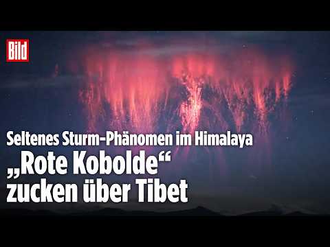 Rote Kobolde über Tibet: Seltenes Blitz-Phänomen leuchtet am Nachthimmel thumbnail