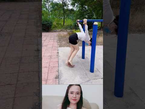 사무복을 입은 여성이 운동을 하고 있다. #웃긴영상 #각종유머 #funny #viral #shorts #korea #tiktok thumbnail