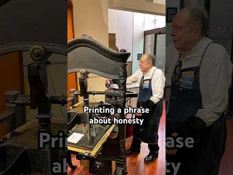 Howard prints a phrase about honesty in the print shop for National Honesty Day (April 30) thumbnail