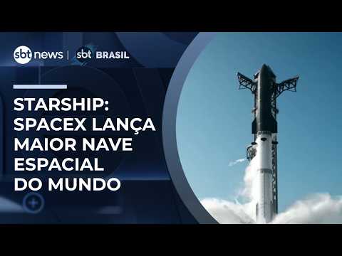 SpaceX, do bilionário Elon Musk, lança Starship, maior nave espacial do mundo | #SBTBrasil thumbnail