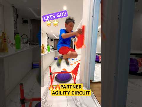 PARTNER AGILITY CIRCUIT 🔥 RUN and JUMP LIKE NINJAS 🥷 #shorts #speedandagility #ninja thumbnail