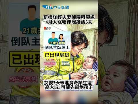 梧棲年輕夫妻陳屍租屋處 4月大女嬰伴屍獨活3天 女嬰3天未進食奇蹟生還! 高大成:可能先餵飽孩子 #shorts thumbnail